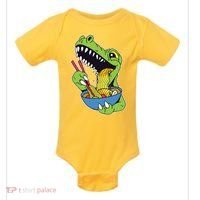 T-Rex Eating Ramen Baby Bodysuit thumb 0