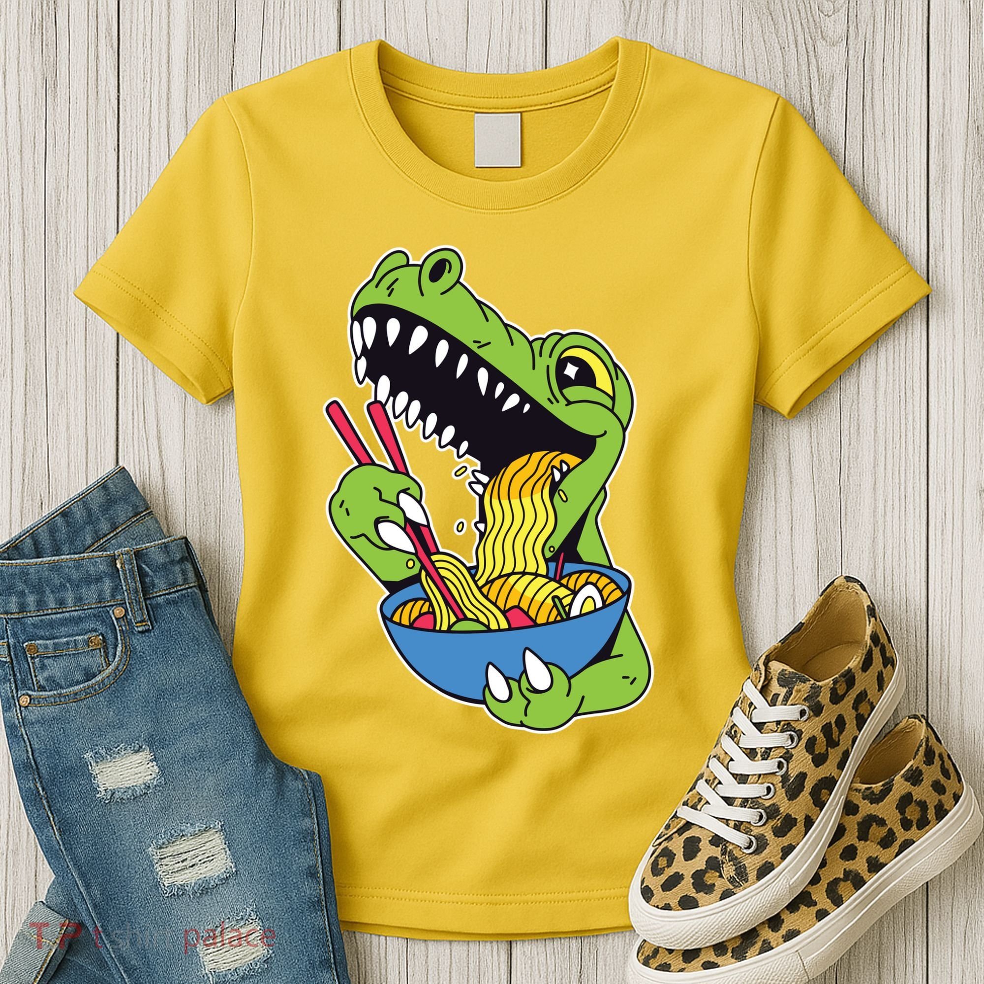 T-Rex Eating Ramen Women's T-Shirt