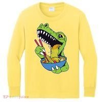 T-Rex Eating Ramen Kids Long Sleeve Shirt thumb 0