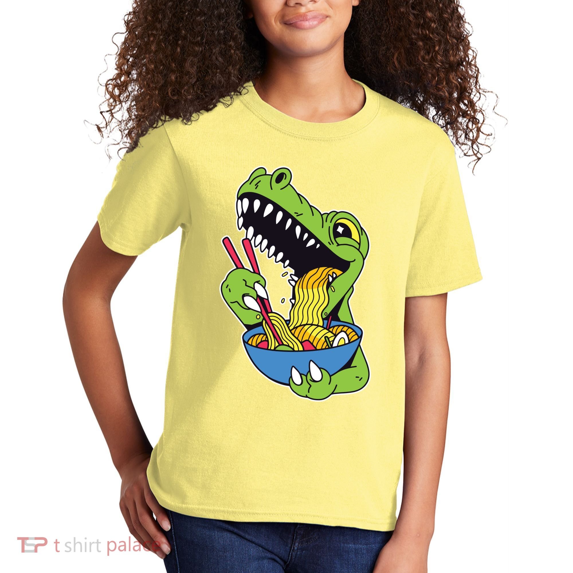 T-Rex Eating Ramen Kids T-Shirt