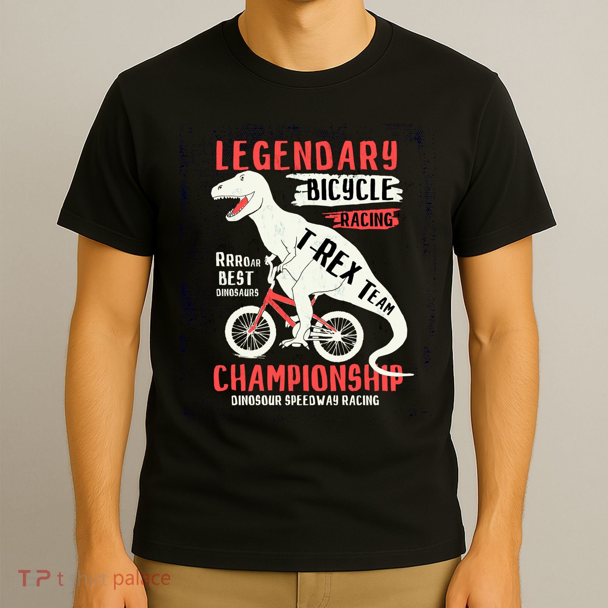 T-Rex Funny Bicycle Racing T-Shirt