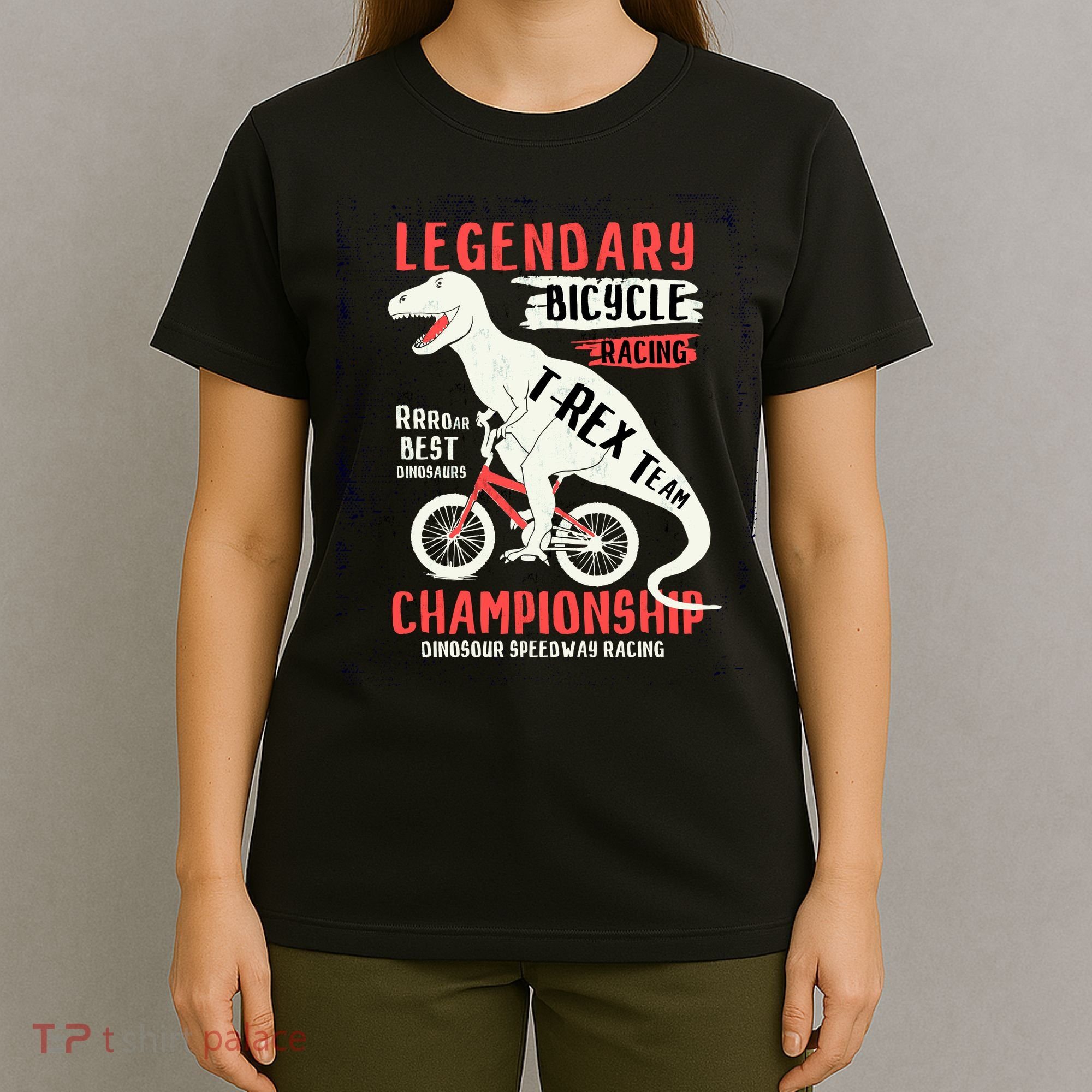 T-Rex Funny Bicycle Racing T-Shirt