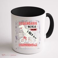 T-Rex Funny Bicycle Racing Coffee Mug thumb 1