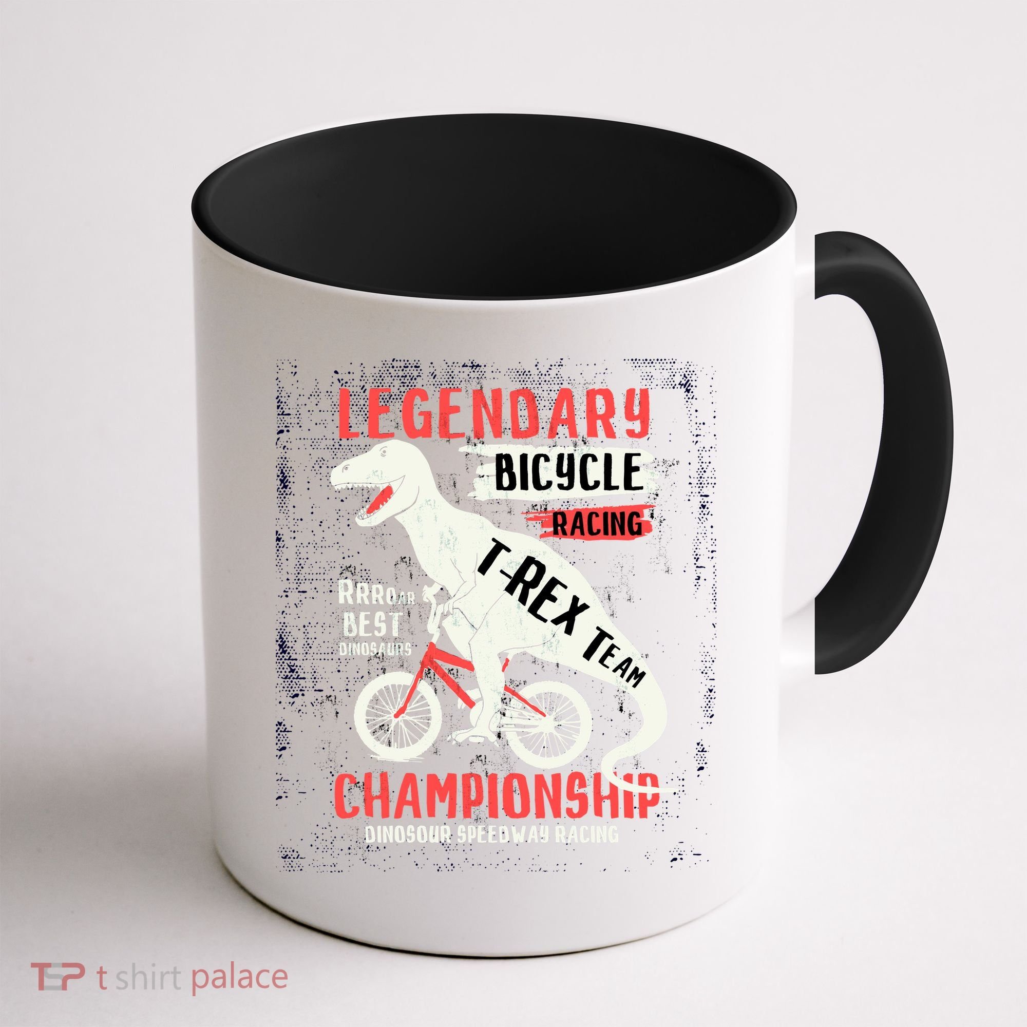T-Rex Funny Bicycle Racing Coffee Mug