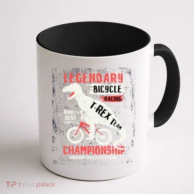 T-Rex Funny Bicycle Racing Coffee Mug back