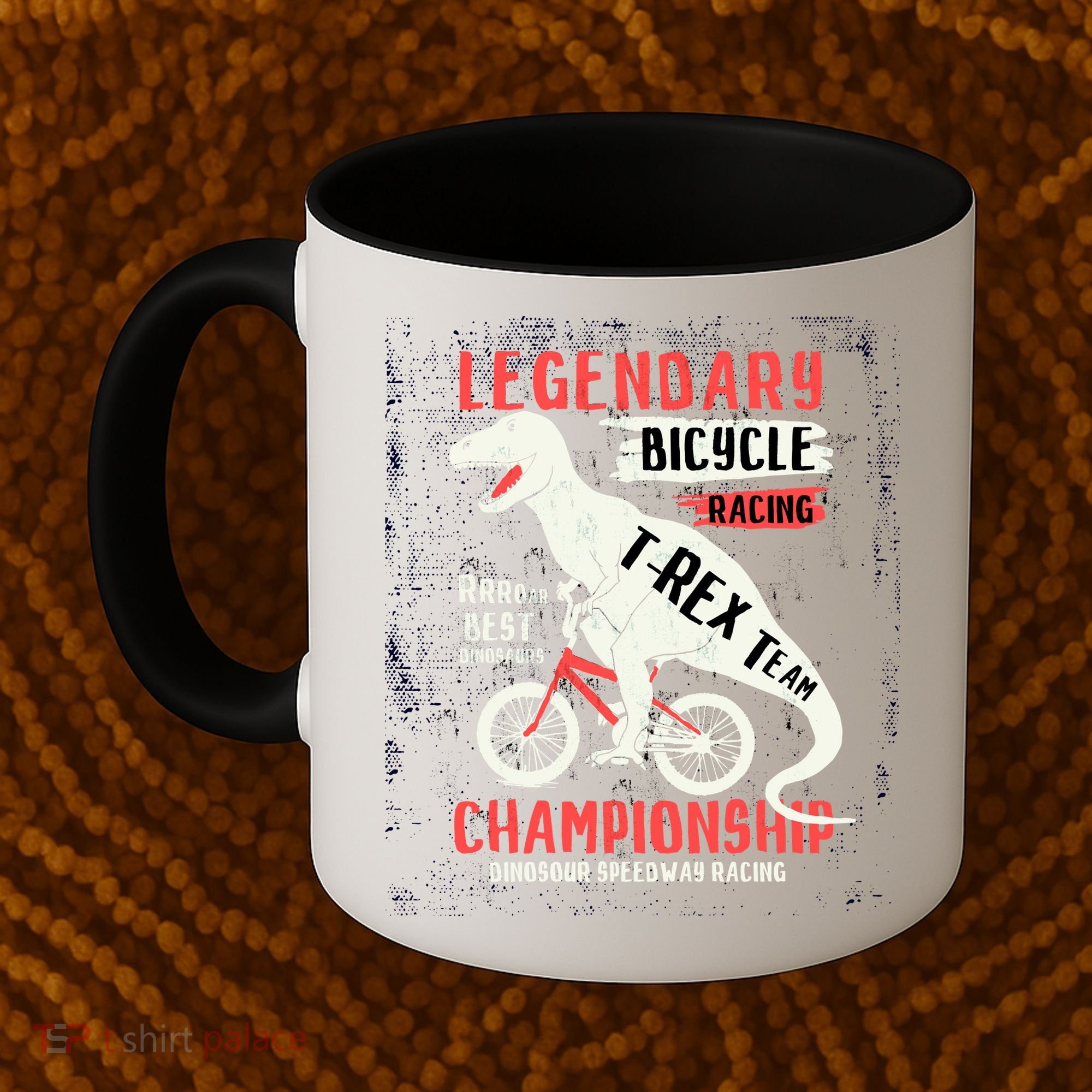T-Rex Funny Bicycle Racing Coffee Mug