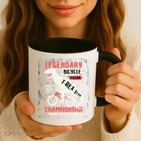 T-Rex Funny Bicycle Racing Coffee Mug thumb 3