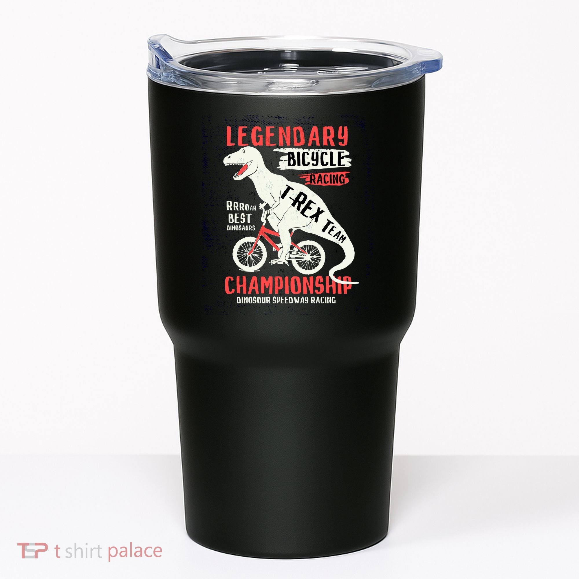 T-Rex Funny Bicycle Racing Tumbler
