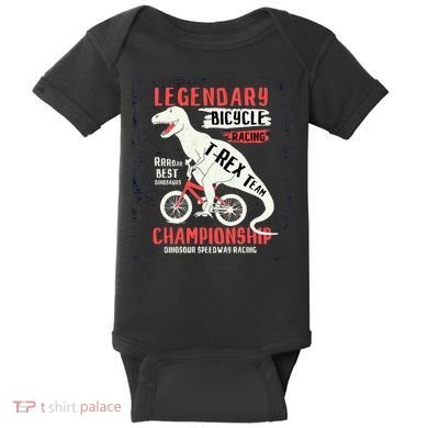 T-Rex Funny Bicycle Racing Baby Bodysuit