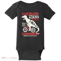 T-Rex Funny Bicycle Racing Baby Bodysuit thumb 0
