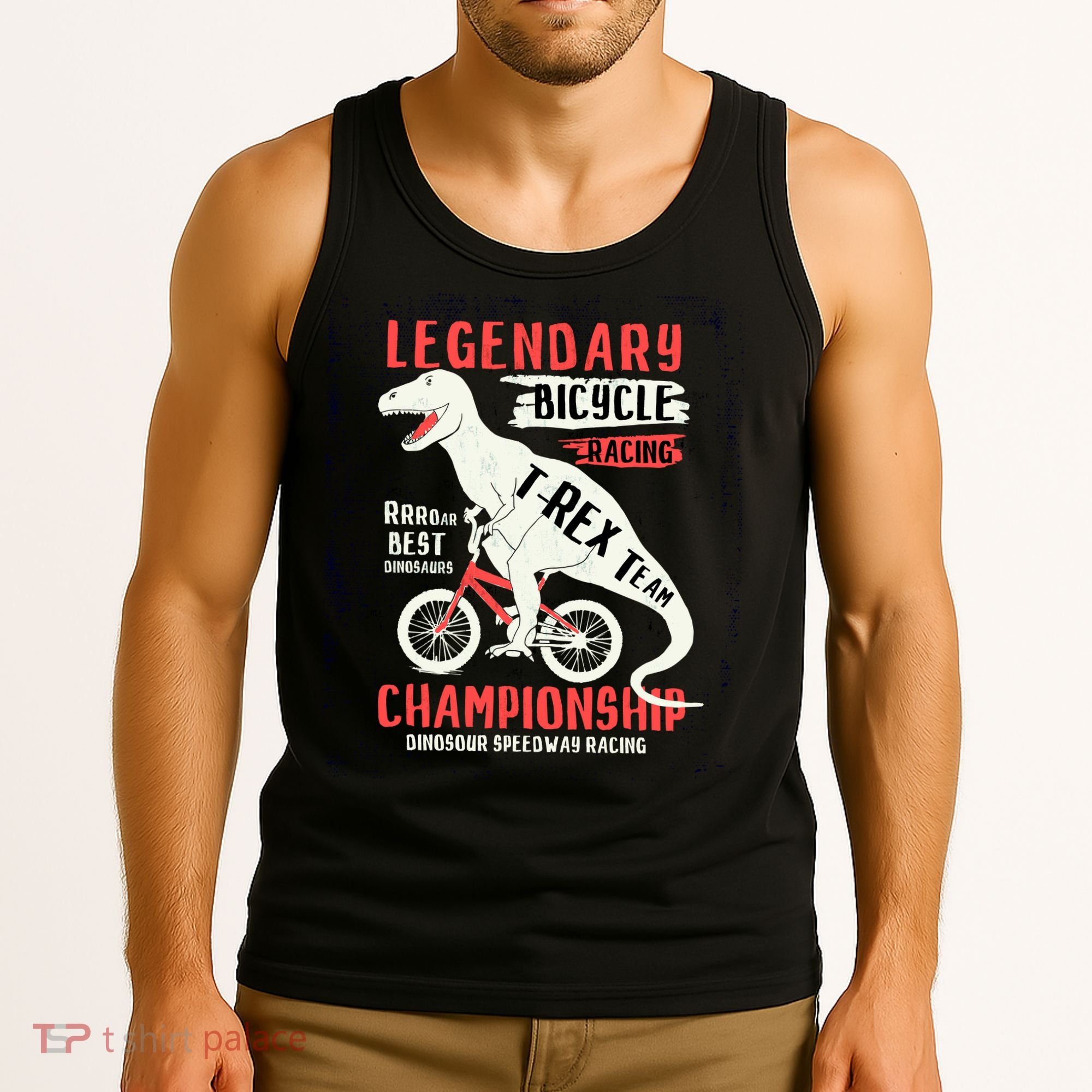T-Rex Funny Bicycle Racing Tank Top