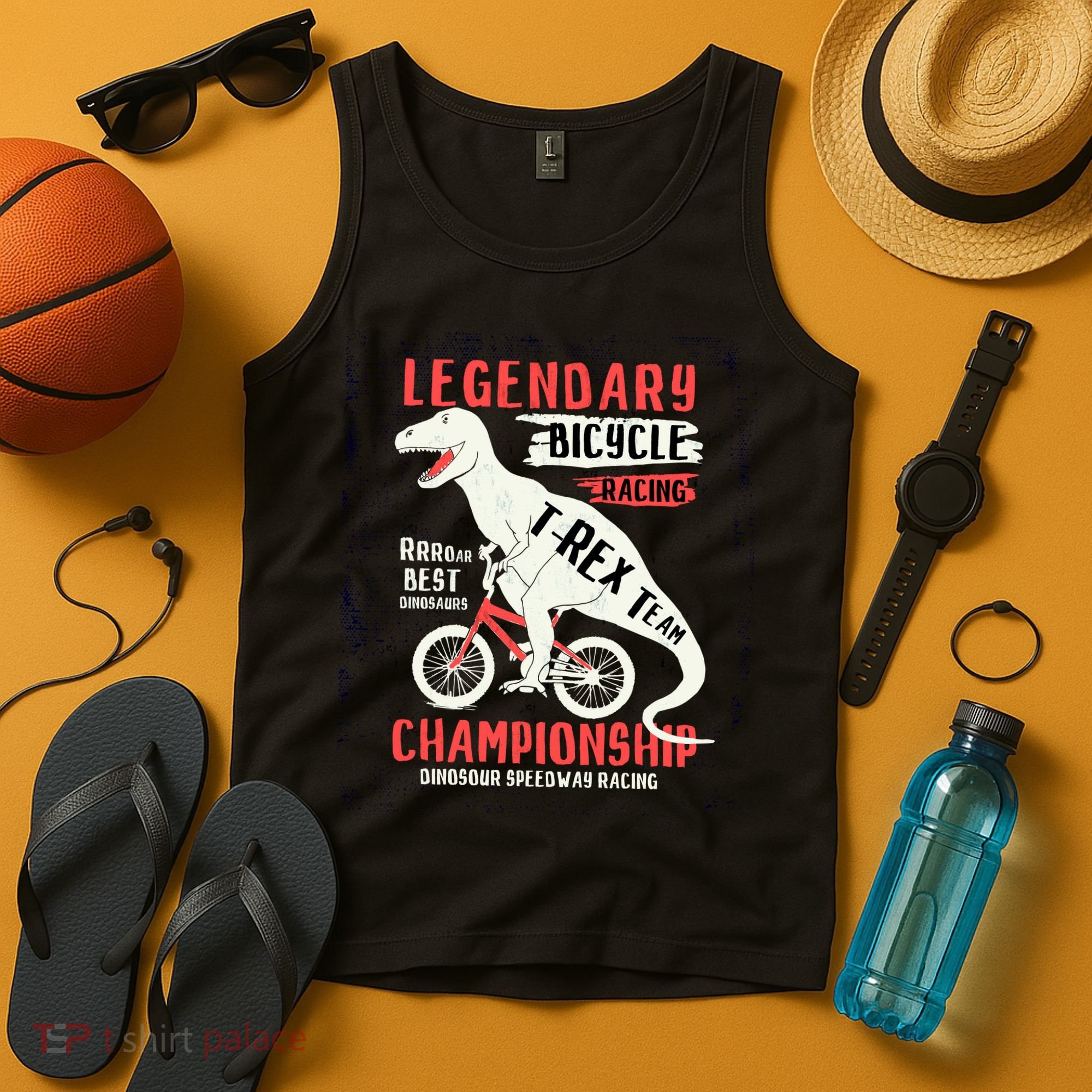 T-Rex Funny Bicycle Racing Tank Top