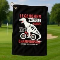 T-Rex Funny Bicycle Racing Golf Towel thumb 1