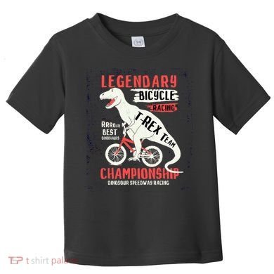 T-Rex Funny Bicycle Racing Toddler T-Shirt