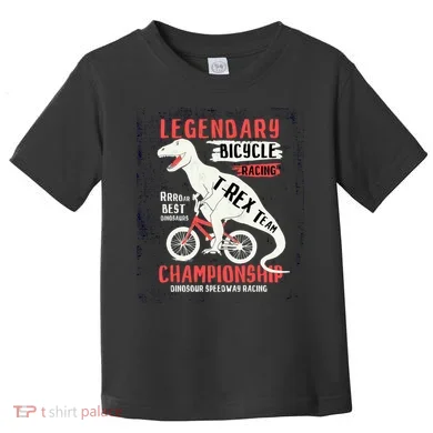 T-Rex Funny Bicycle Racing Toddler T-Shirt
