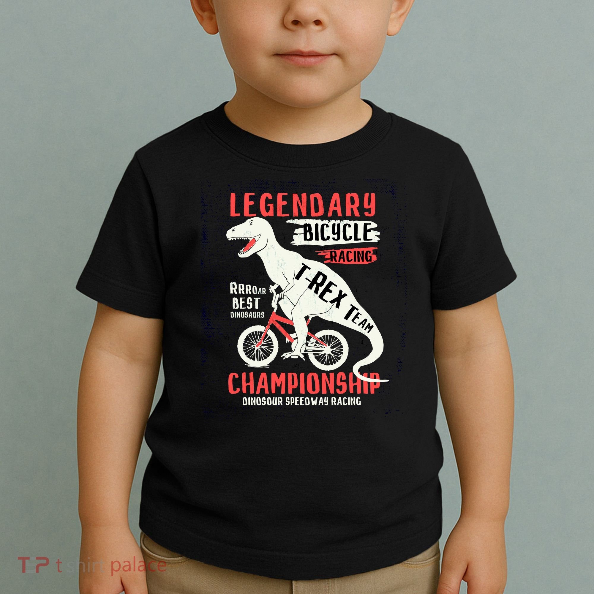 T-Rex Funny Bicycle Racing Toddler T-Shirt