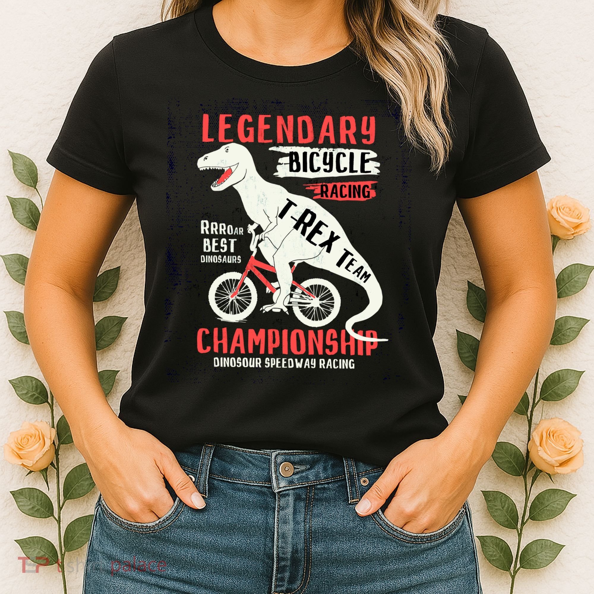 T-Rex Funny Bicycle Racing Women's T-Shirt
