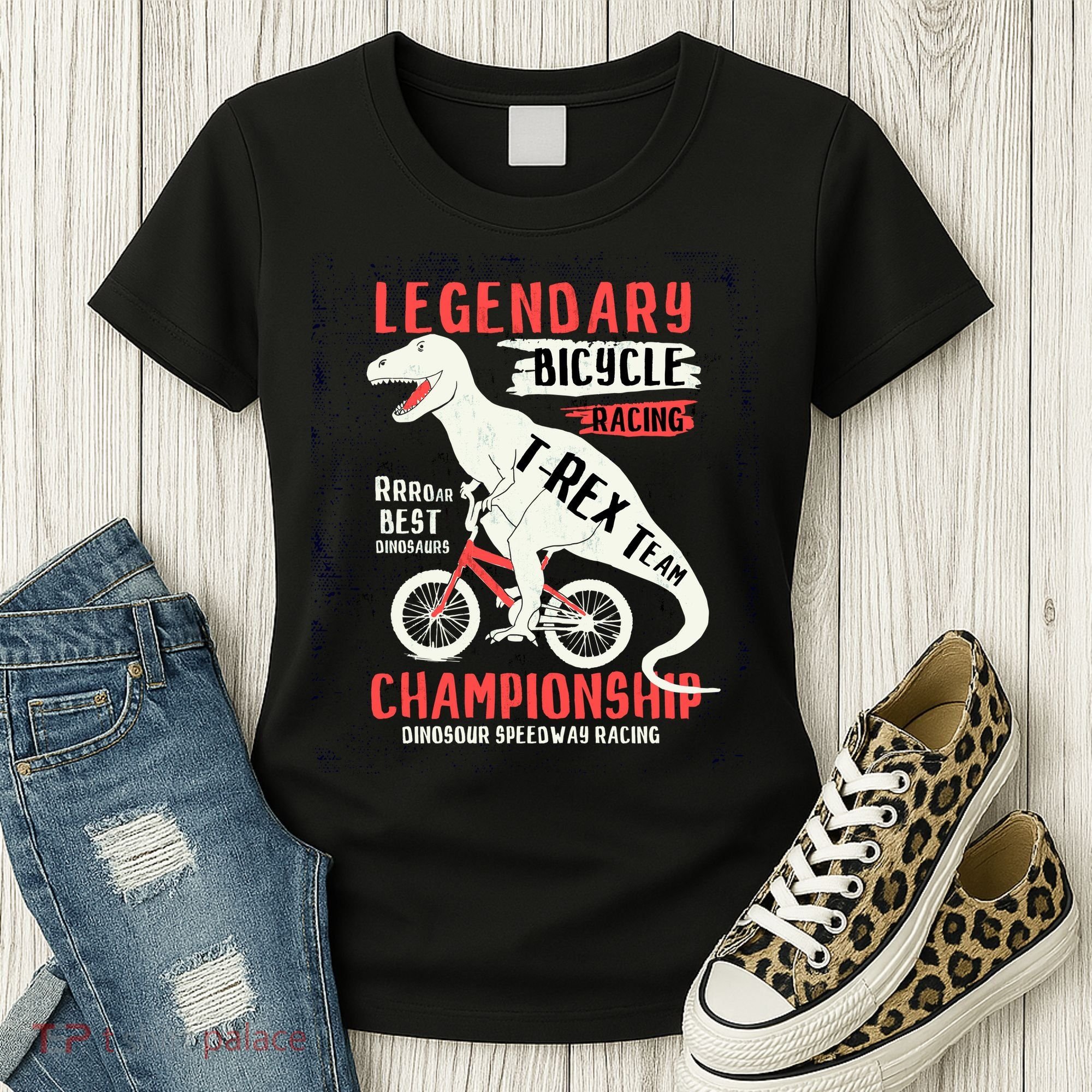 T-Rex Funny Bicycle Racing Women's T-Shirt