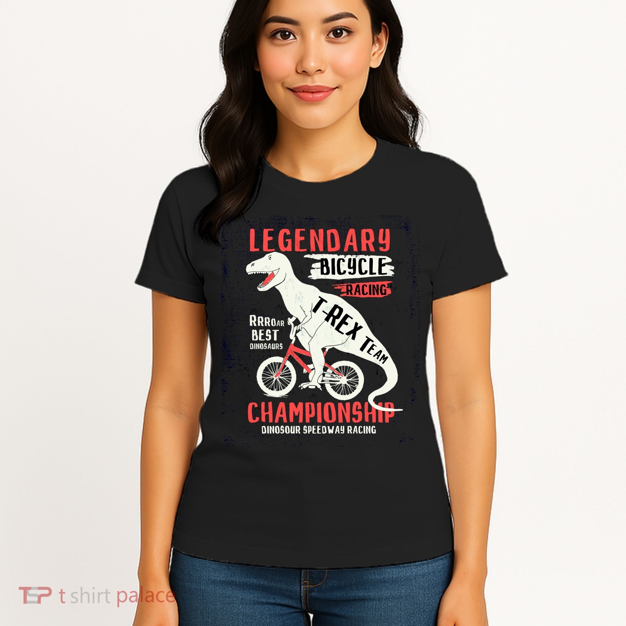 T-Rex Funny Bicycle Racing Women's T-Shirt
