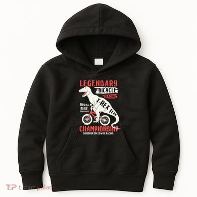 T-Rex Funny Bicycle Racing Kids Hoodie