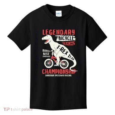 T-Rex Funny Bicycle Racing Kids T-Shirt