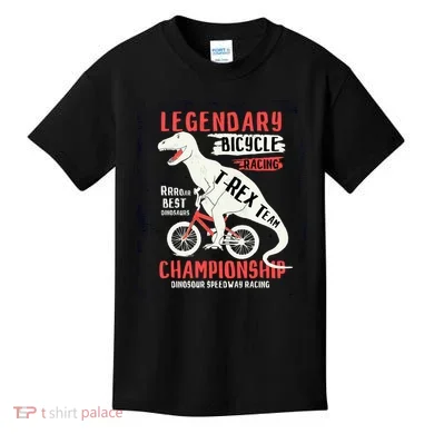 T-Rex Funny Bicycle Racing Kids T-Shirt