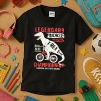 T-Rex Funny Bicycle Racing Kids T-Shirt thumb 3