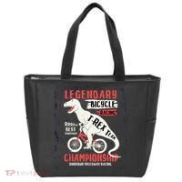 T-Rex Funny Bicycle Racing Tote Bag thumb 0
