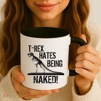 T-Rex Hates Being Naked Coffee Mug thumb 3