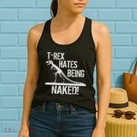 T-Rex Hates Being Naked Women's Tank Top thumb 2
