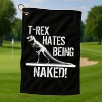 T-Rex Hates Being Naked Golf Towel thumb 1