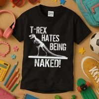 T-Rex Hates Being Naked Kids T-Shirt thumb 3