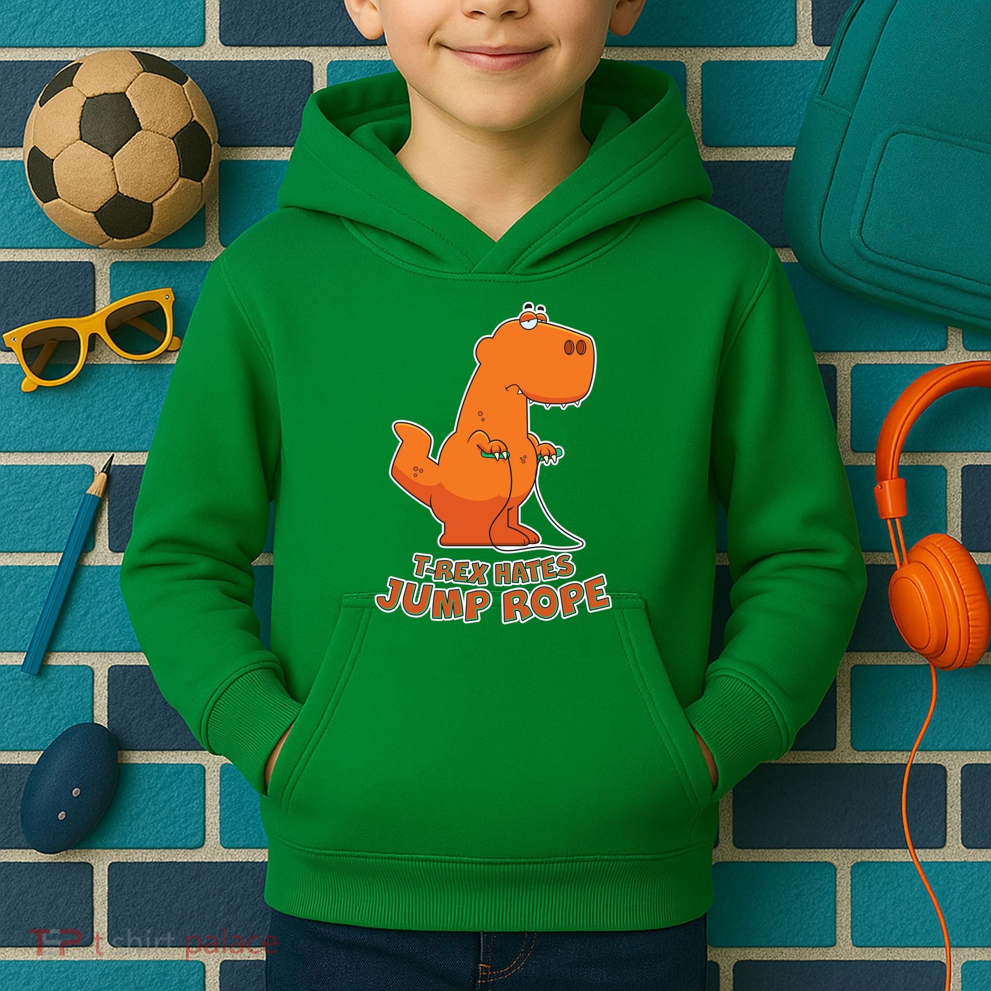 T-Rex Hates Jump Rope Kids Hoodie
