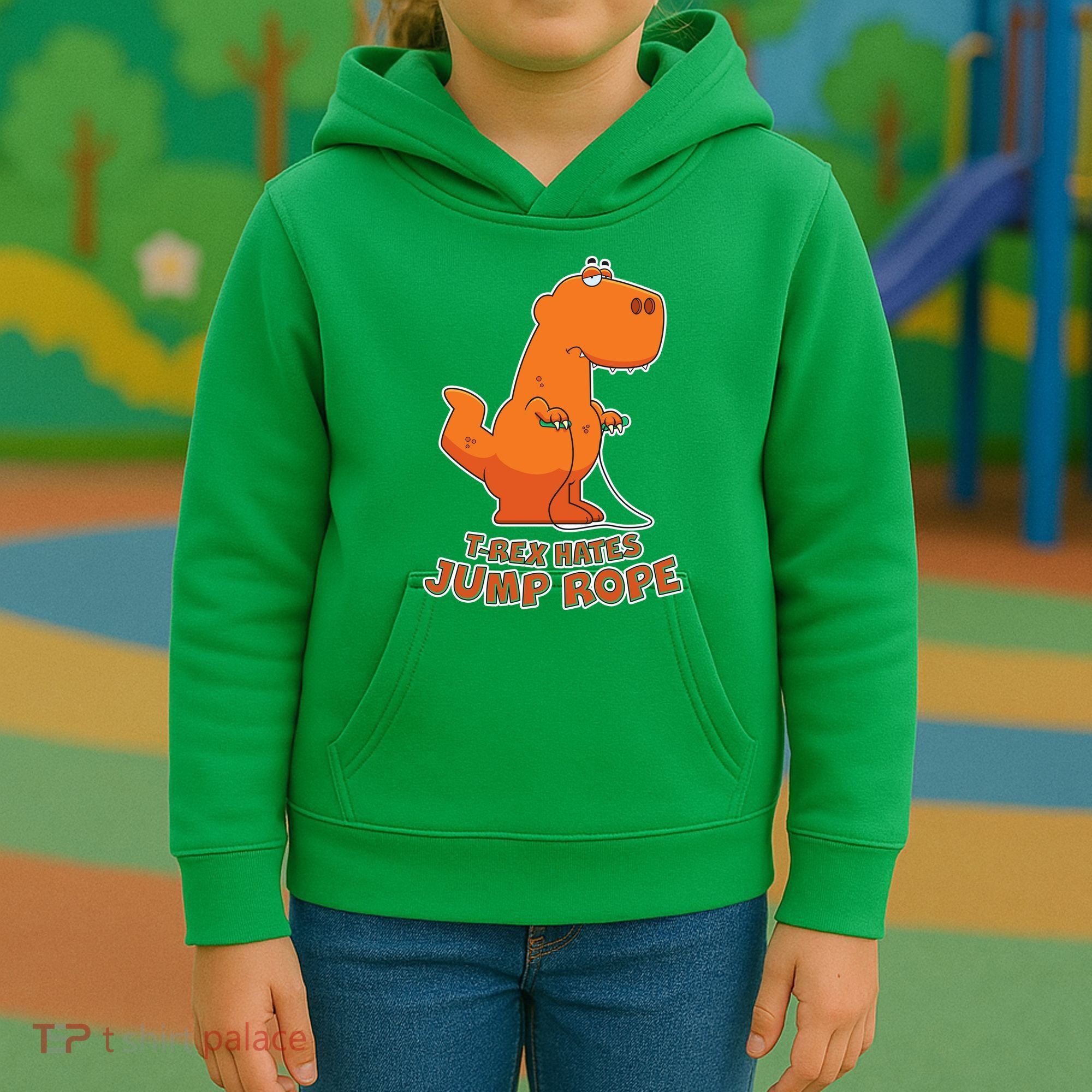 T-Rex Hates Jump Rope Kids Hoodie