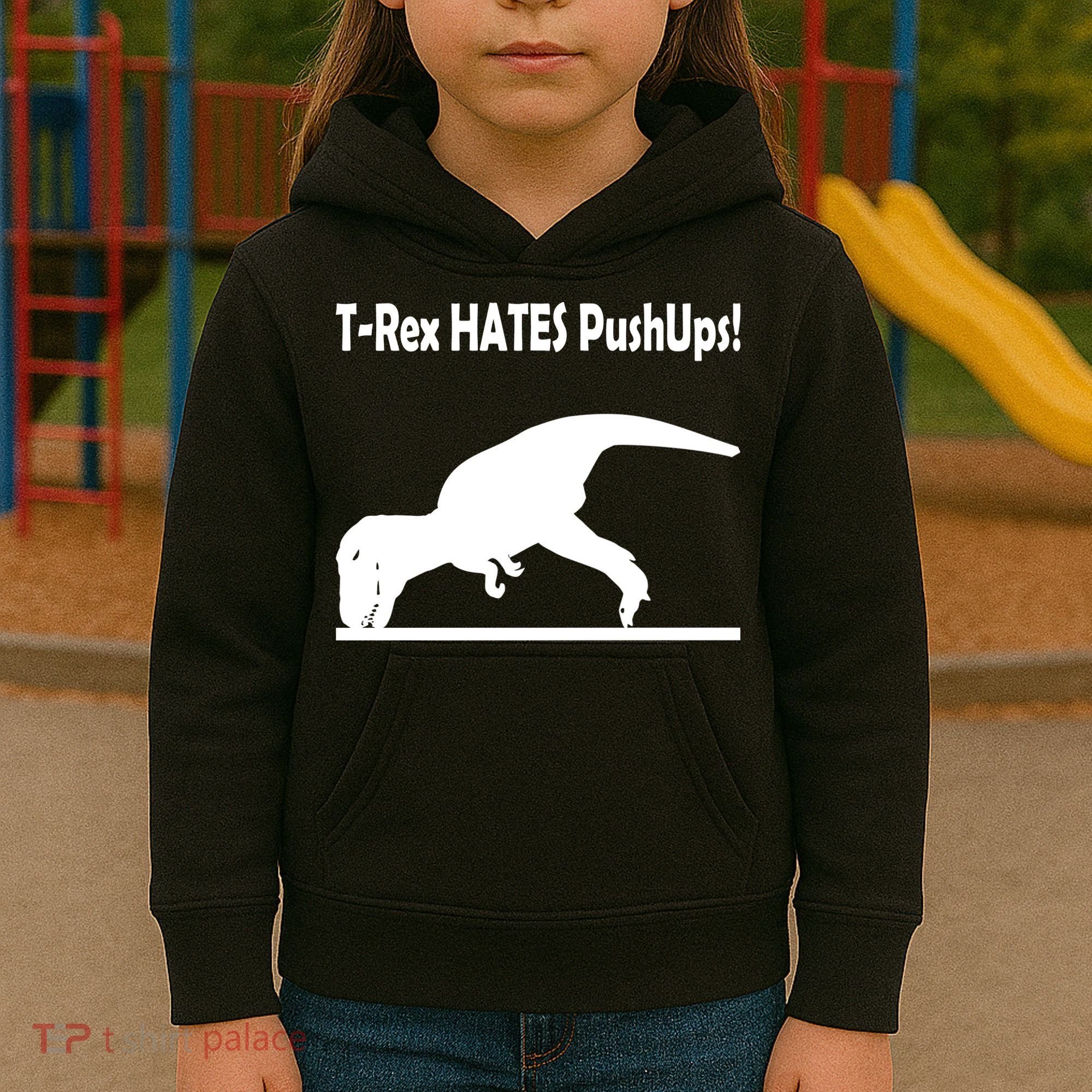 T-Rex Hates Push-Ups Kids Hoodie