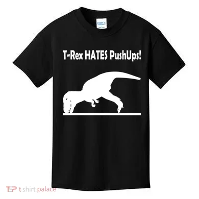 T-Rex Hates Push-Ups Kids T-Shirt