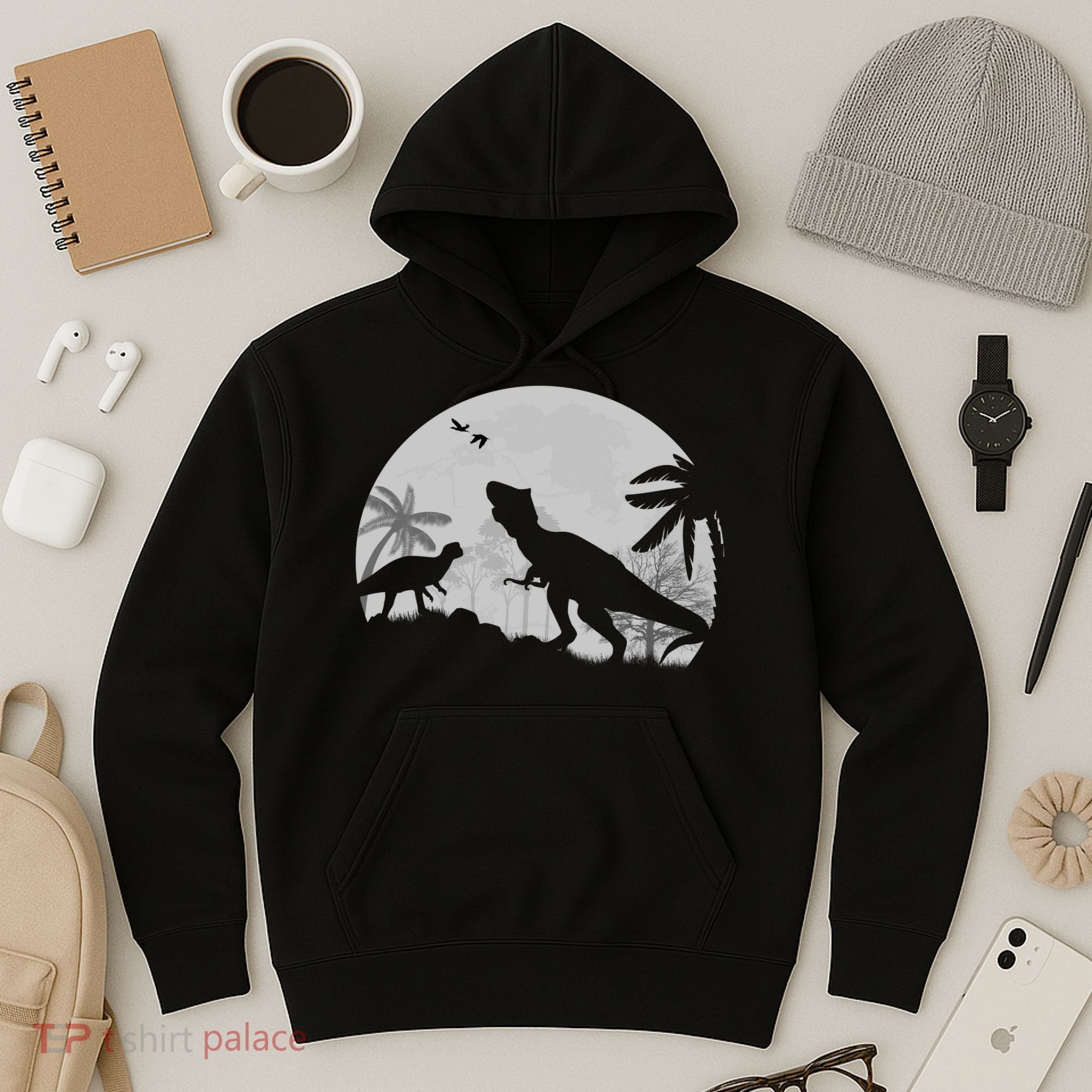 T-Rex In The Moon Hoodie