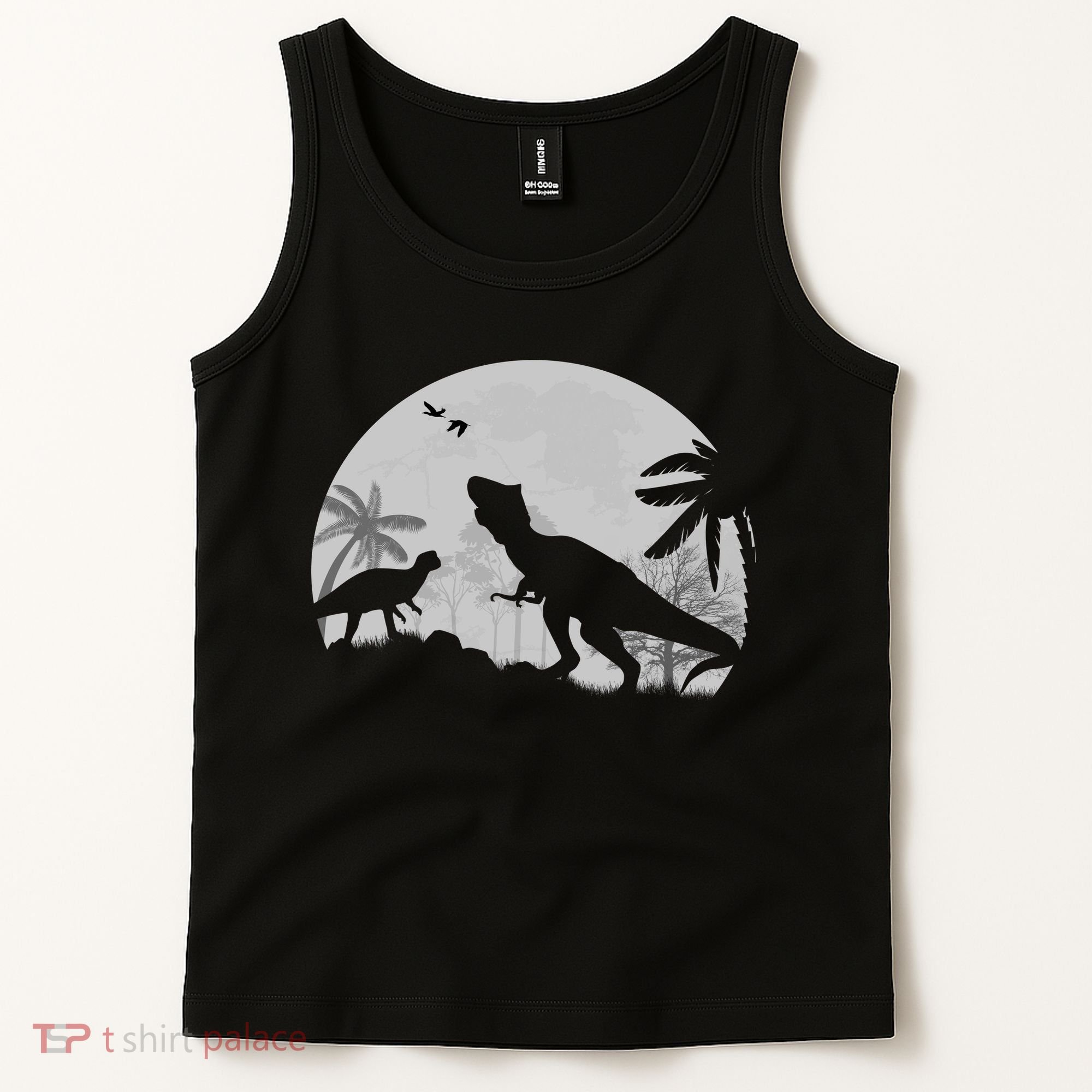 T-Rex In The Moon Tank Top