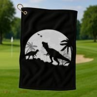 T-Rex In The Moon Golf Towel thumb 1