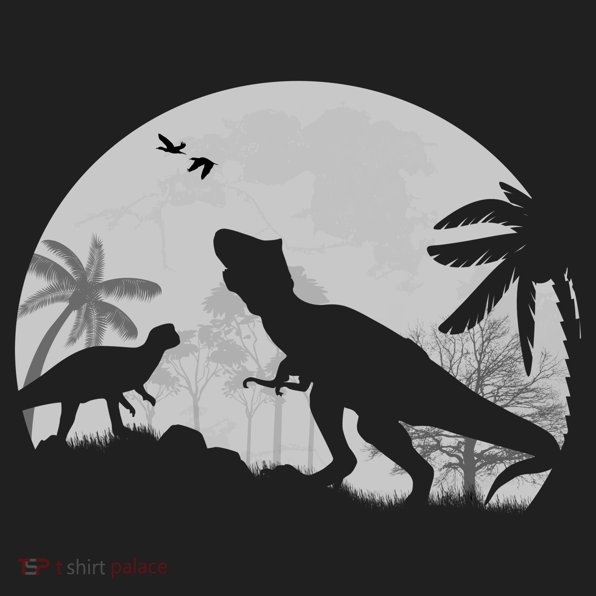 T-Rex In The Moon Golf Towel