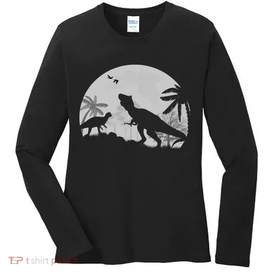 T-Rex In The Moon Women's Long Sleeve Shirt