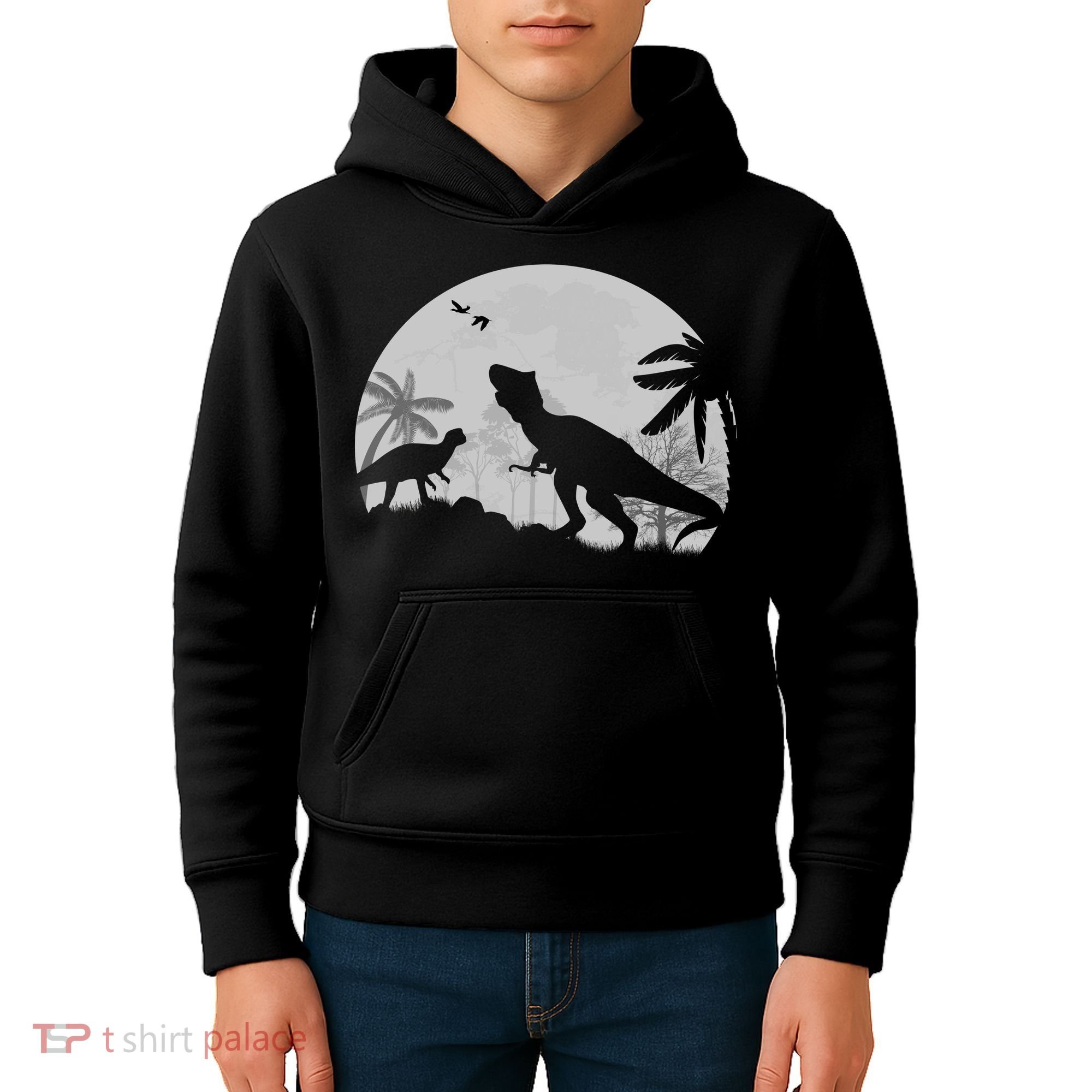 T-Rex In The Moon Kids Hoodie