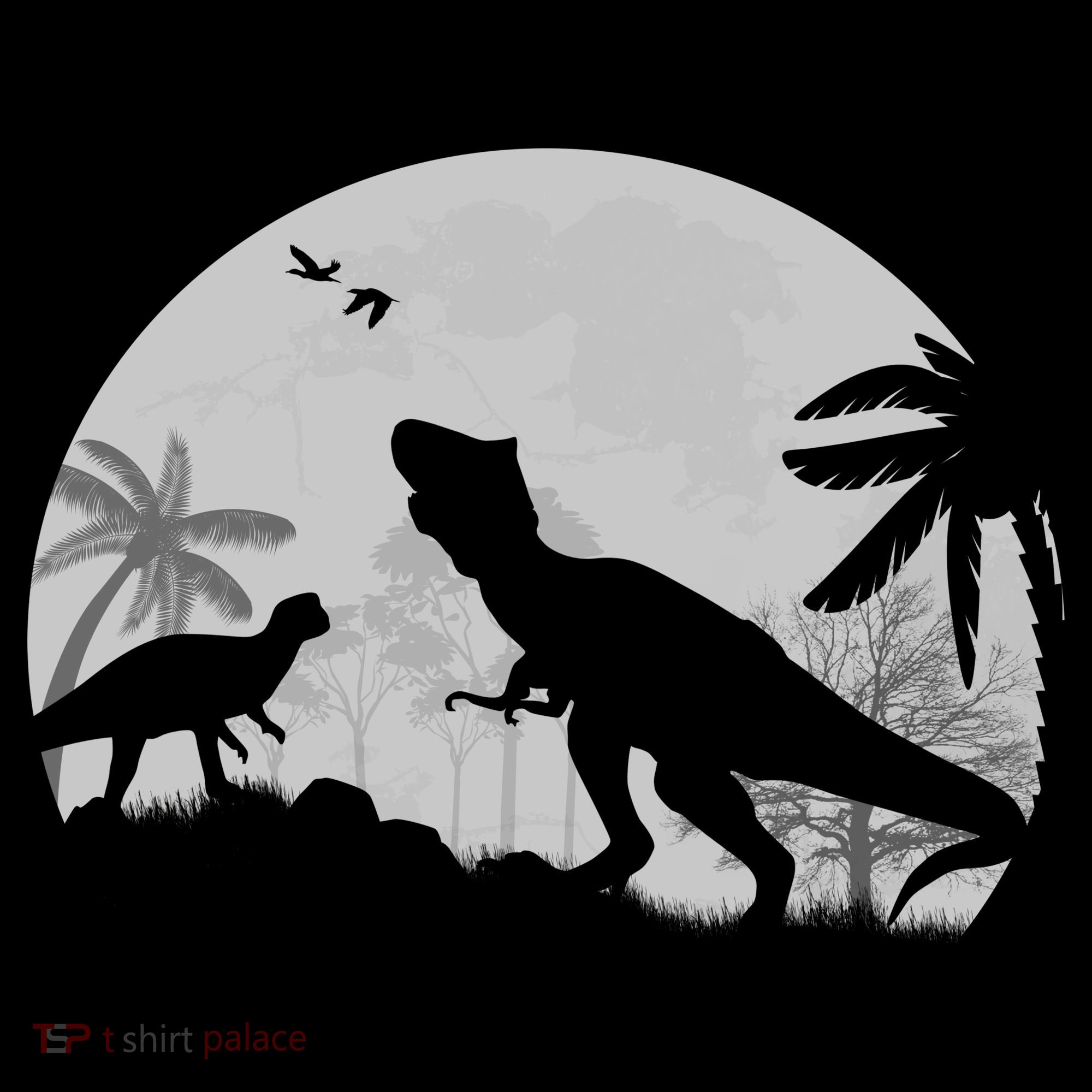 T-Rex In The Moon Kids Long Sleeve Shirt
