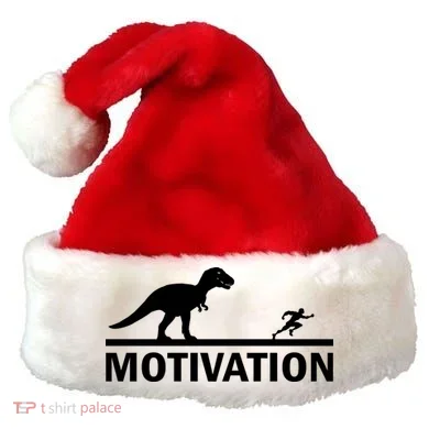 T-Rex Motivation Santa Hat