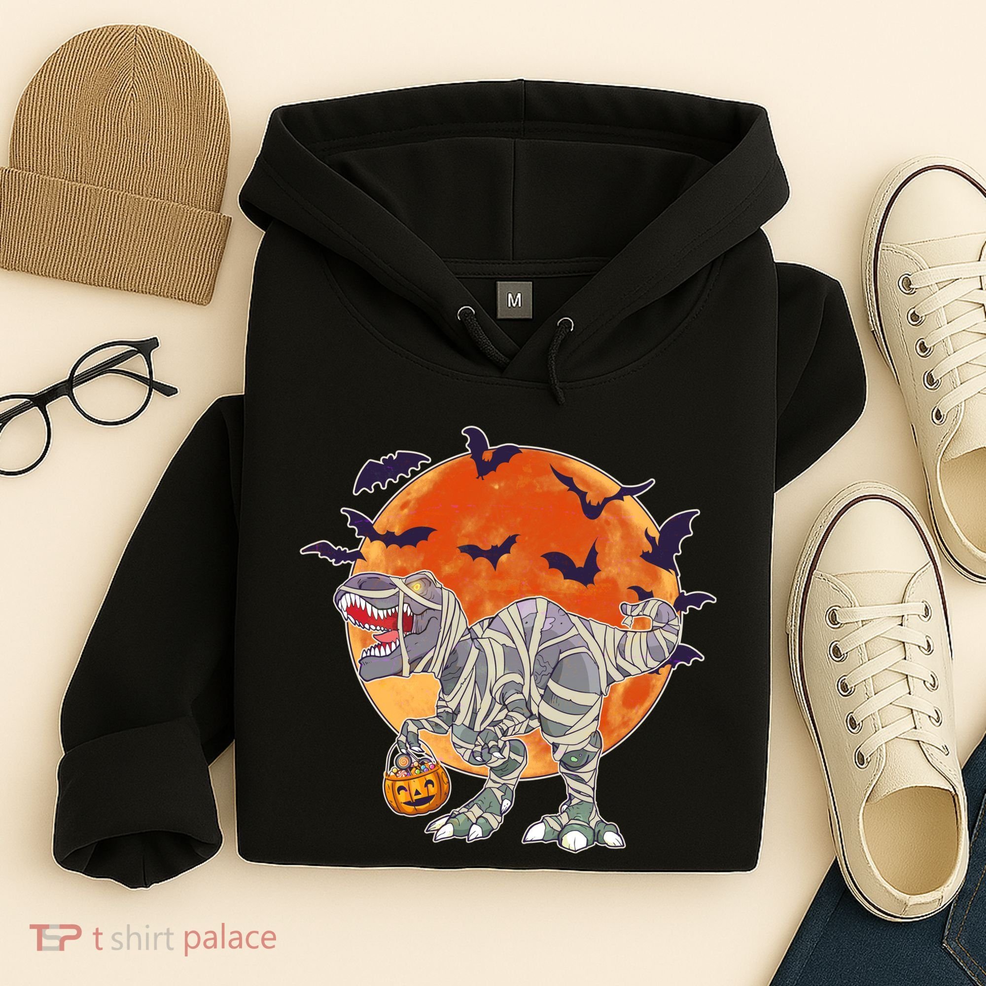 T-Rex Mummy Attack Spooky Halloween Hoodie