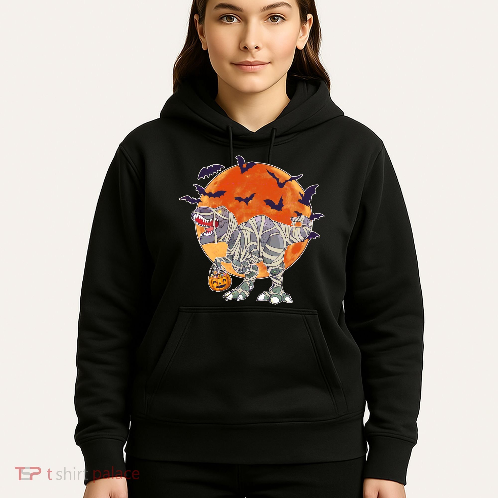 T-Rex Mummy Attack Spooky Halloween Hoodie