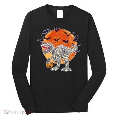 T-Rex Mummy Attack Spooky Halloween Long Sleeve Shirt