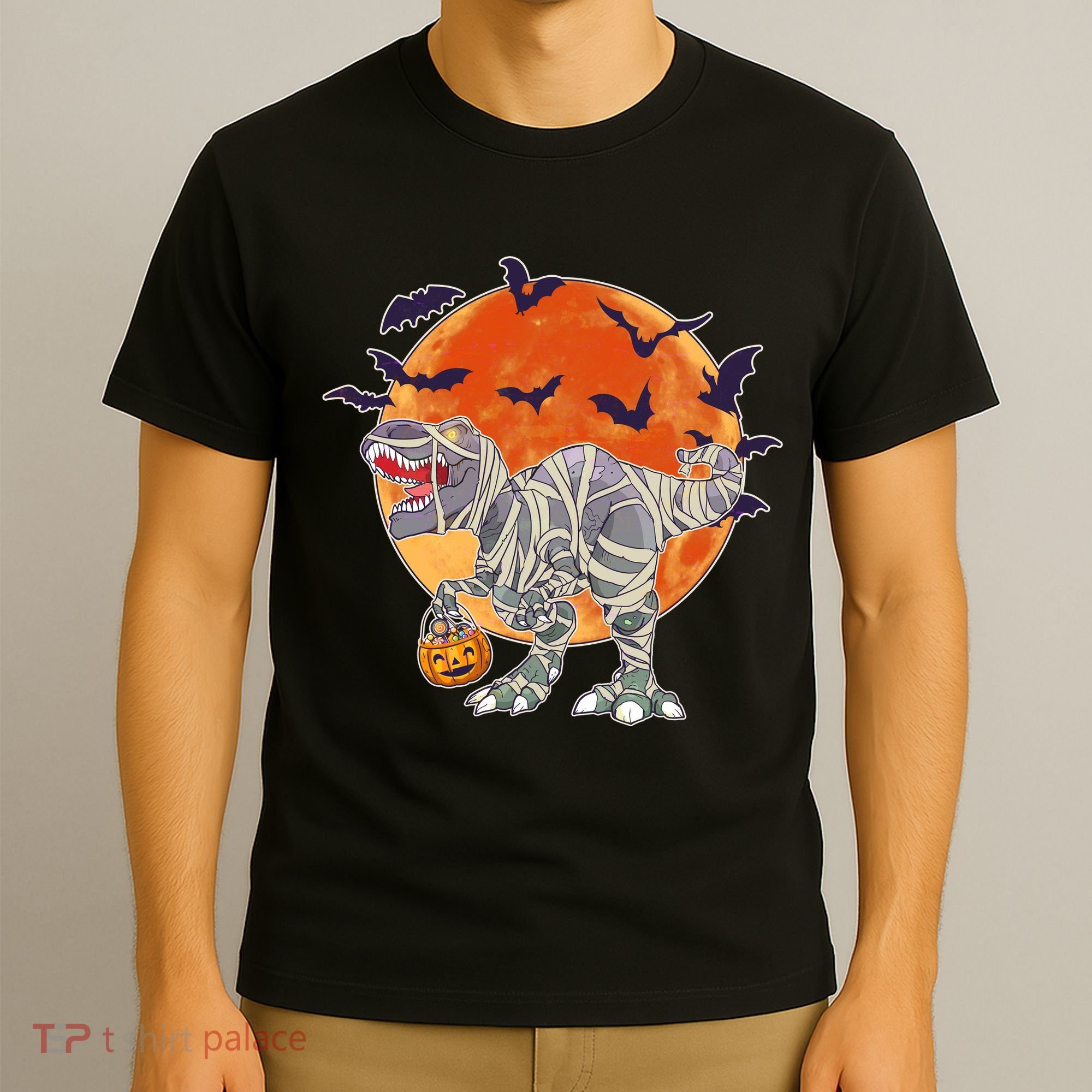 T-Rex Mummy Attack Spooky Halloween T-Shirt