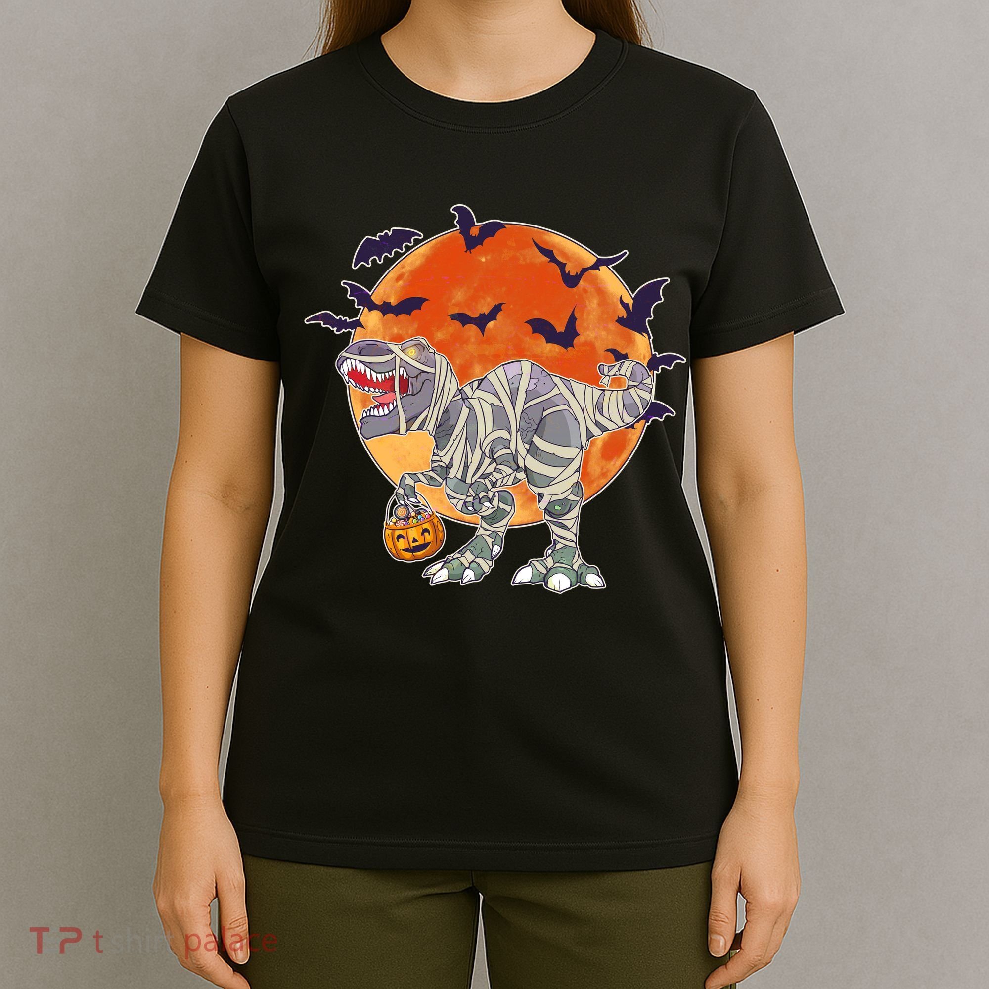T-Rex Mummy Attack Spooky Halloween T-Shirt