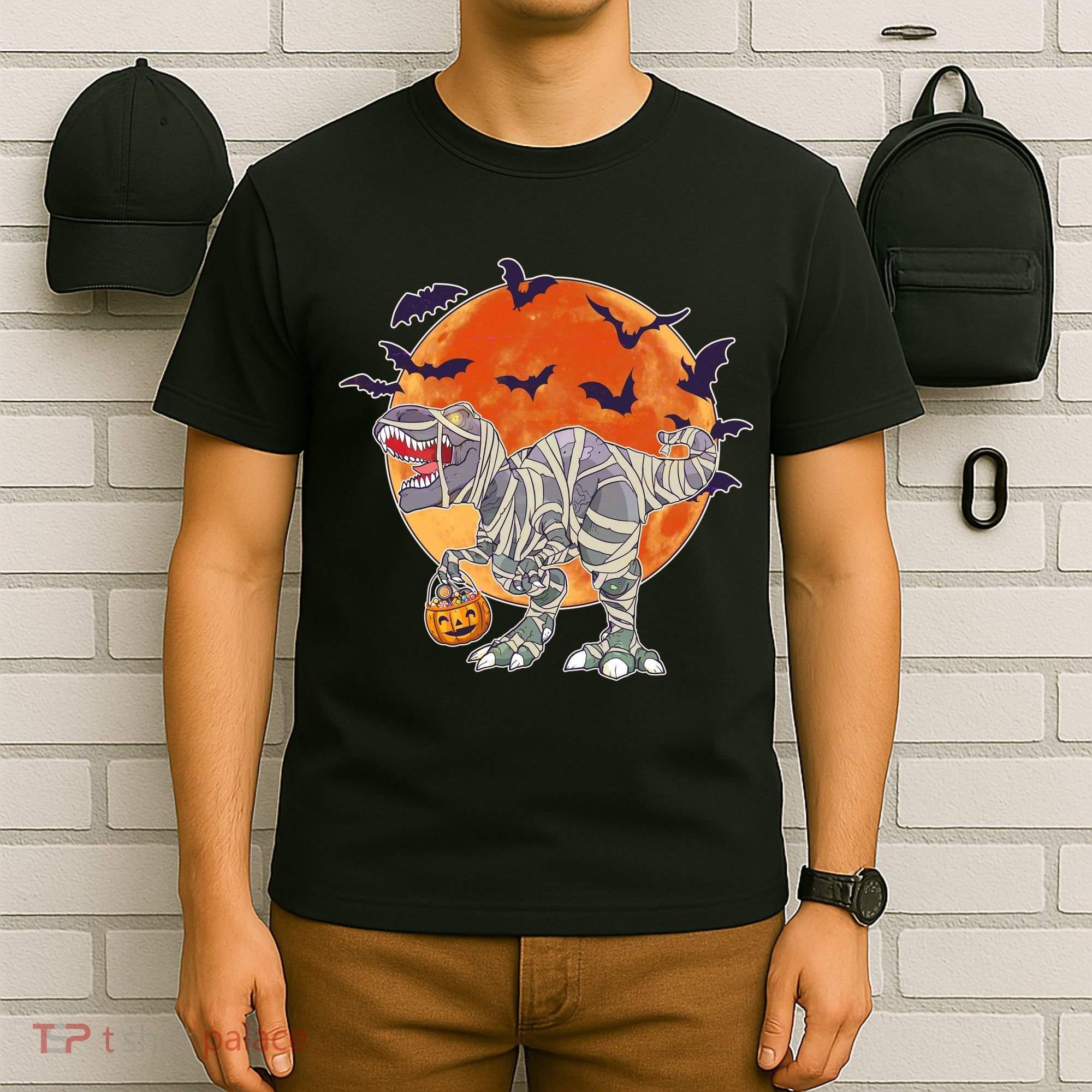 T-Rex Mummy Attack Spooky Halloween T-Shirt